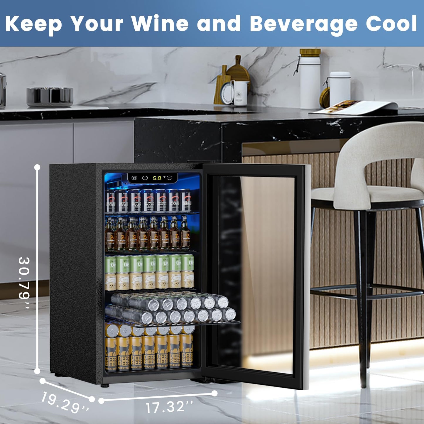 Electactic 130 Can Beverage Refrigerator Mini Fridge