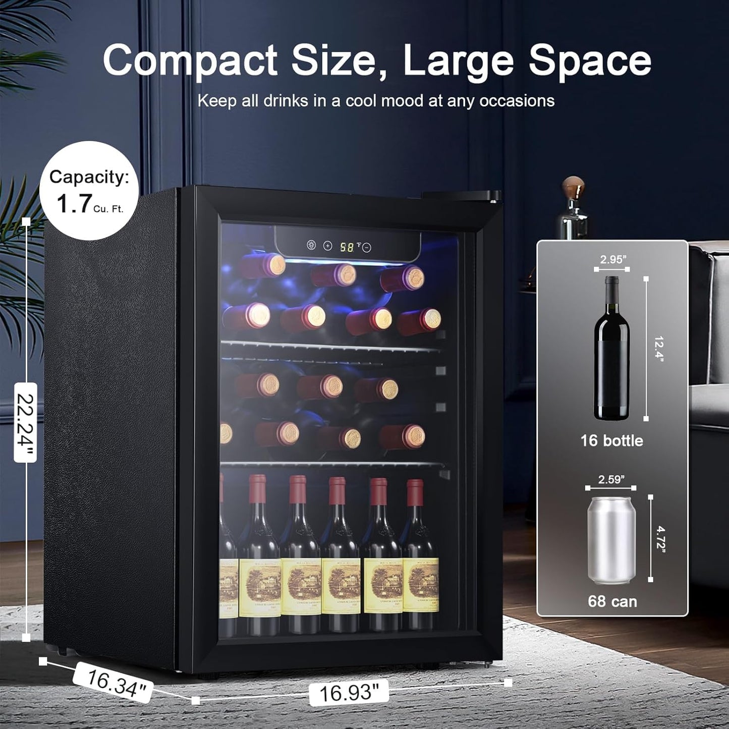 Antarctic Star 16 Bottle 68 Can Wine Cooler Glass Door