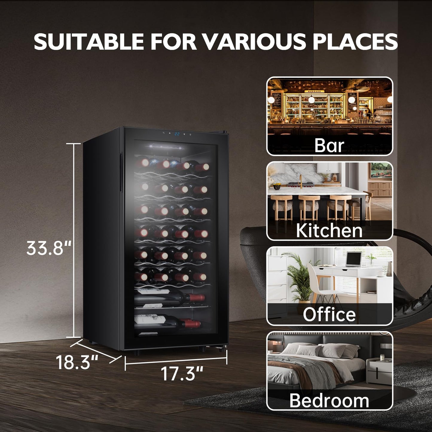 STAIGIS 28 Bottle Wine Cooler Refrigerator Glass Door