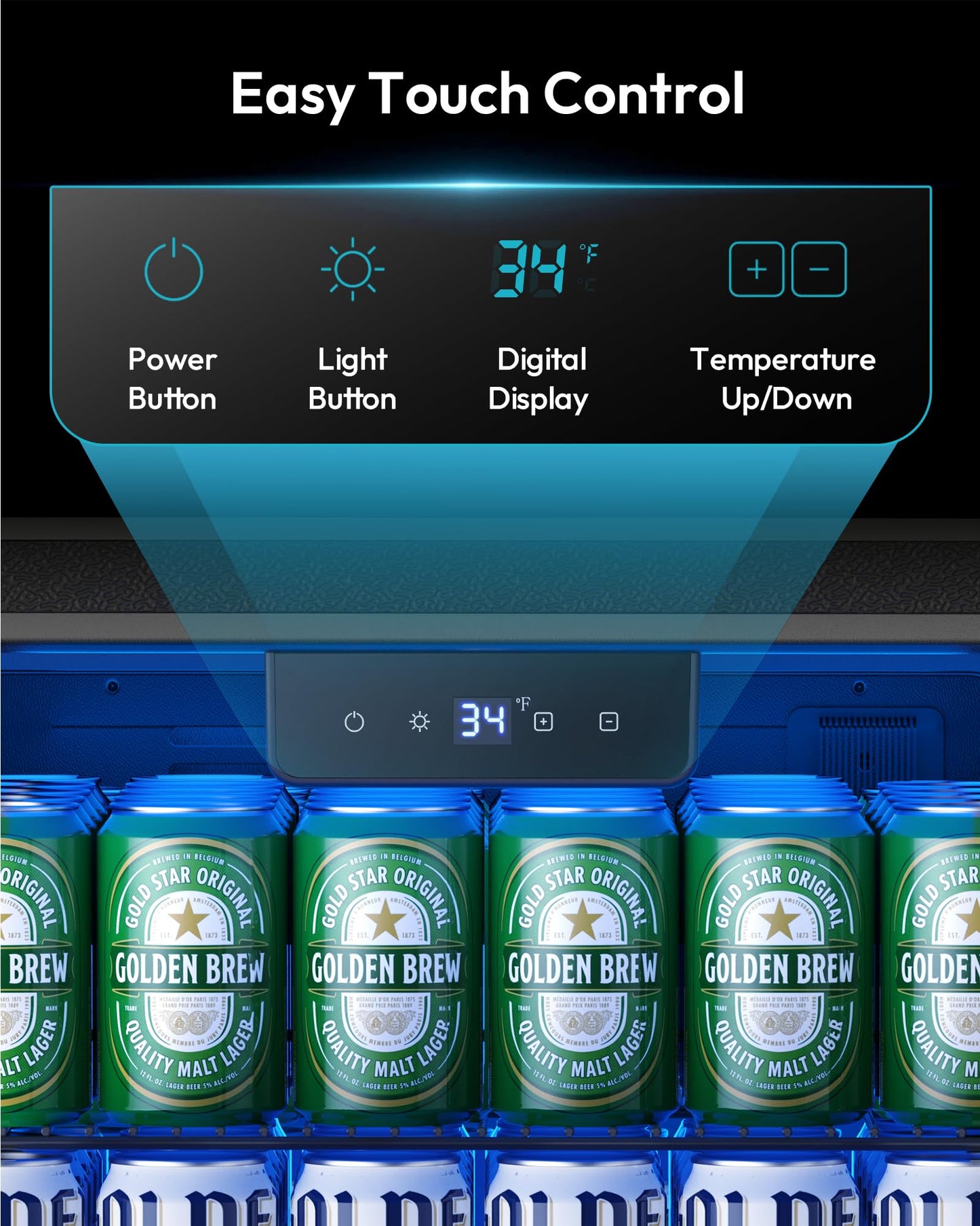EUHOMY 130 Can Beverage Cooler Glass Door 3.2 Cu Ft